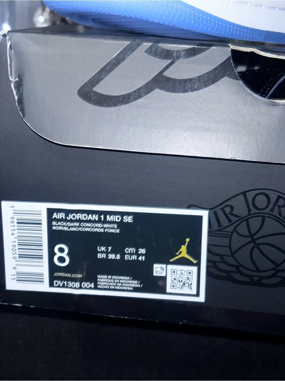 AIR JORDAN 1 MID SE BLACK/DARK CONCORD-WHITE NOIR/BLANC/CONCORDE FONCE